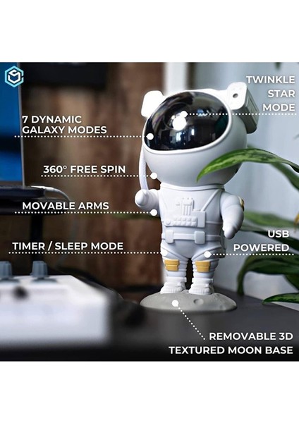 Astronot Galaksi Projektör Çocuk Odası Için Gece Lambası Bluetooth modelleri
