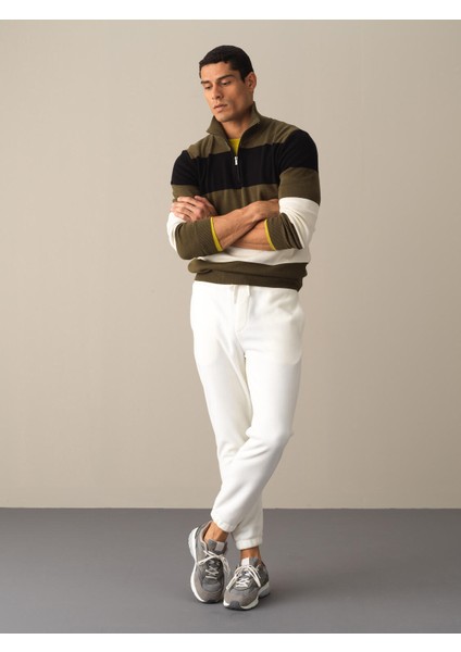 Erkek Beyaz Regular Fit Polar Sweat Pantolon