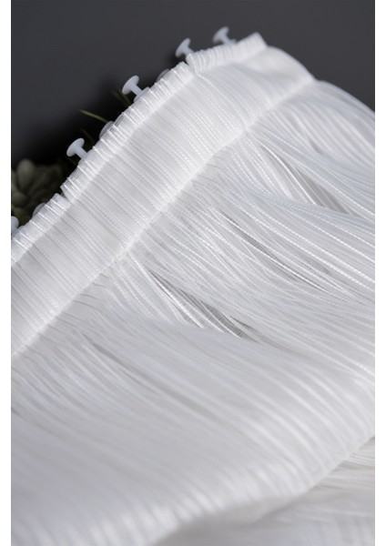 Taç Zincir Tül Perde Desen Çizgili Tül Perde Pilesiz Düz Dikim Pile indirimleri