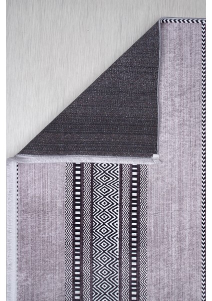 Nova Dokuma Kaymaz Tabanlı Yıkanabilir Dijital Baskı Abstrakt Desenli Halı60x100
