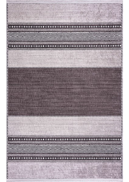 Nova Dokuma Kaymaz Tabanlı Yıkanabilir Dijital Baskı Abstrakt Desenli Halı60x100
