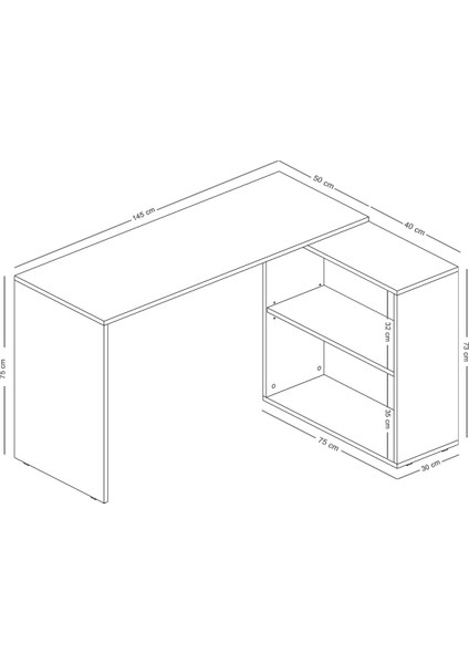 L Çalışma Masası Bilgisayar Masası Dolaplı Kitaplıklı