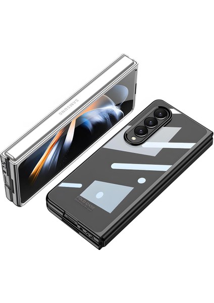 Samsung Galaxy Z Fold 4 Uyumlu Kılıf Premium Cam Kapak Tam Uyumlu Electroplate Metalik Renk