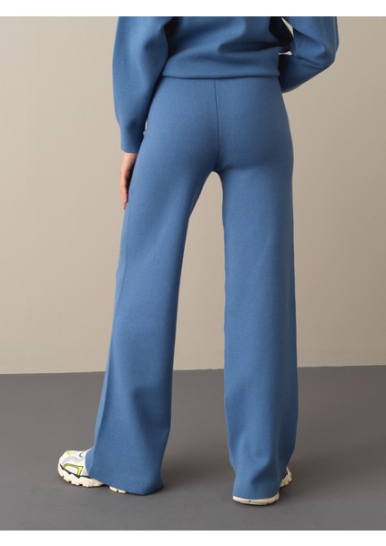 Kadın Mavi Regular Fit Triko Pantolon modelleri