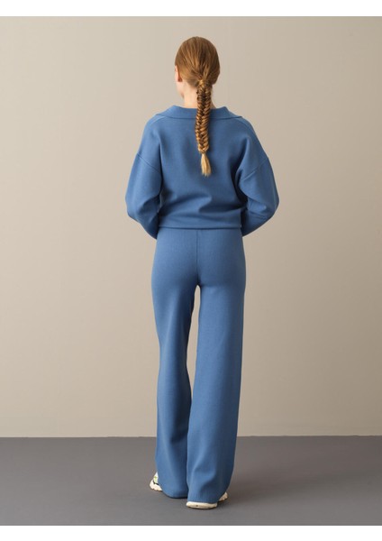 Kadın Mavi Regular Fit Triko Pantolon fırsatları
