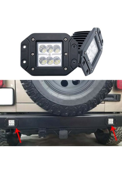 Beyaz LED Off Road Gömme Sis Farı Çalışma Lambası Projektör 6 LED 10-30V 18W