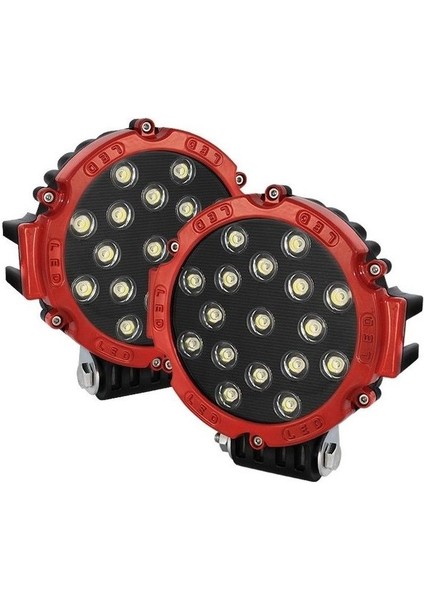 Beyaz LED Kırmızı Yuvarlak Off Road Sis Farı Çalışma Lambası 17 LED 10-30V 51W