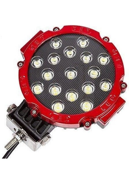 Beyaz LED Kırmızı Yuvarlak Off Road Sis Farı Çalışma Lambası 17 LED 10-30V 51W