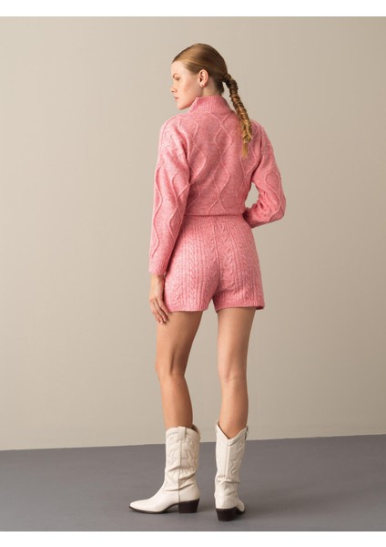 Kadın Pembe Regular Fit Triko Şort modelleri