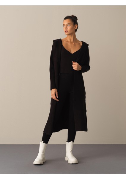 Kapüşonlu Regular Fit Uzun Hırka