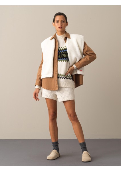 Kadın Ekru Regular Fit Triko Şort fiyatları