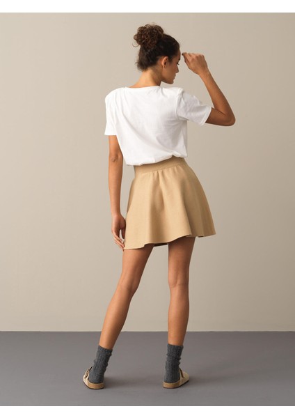 Kadın Bej Regular Fit Triko Etek fırsatları