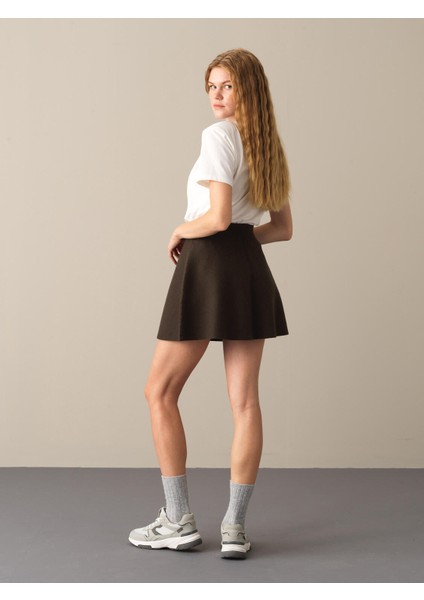 Kadın Haki Regular Fit Triko Etek modelleri