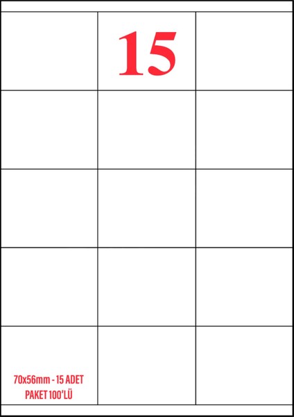 70 mm*56 mm Laser Yazıcı Etiketi
