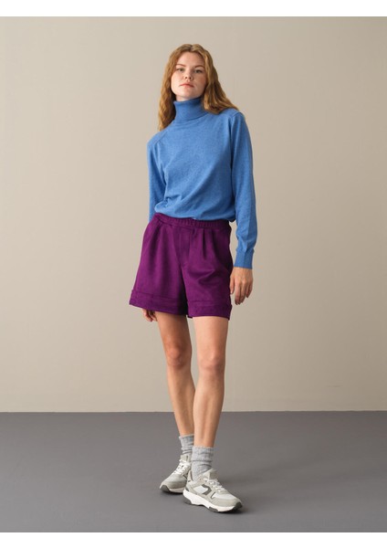 Kadın Mor Regular Fit Şort