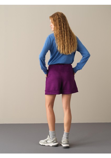 Kadın Mor Regular Fit Şort fırsatları
