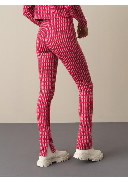 Kadın Fuşya Slim Fit Desenli Tayt fırsatları