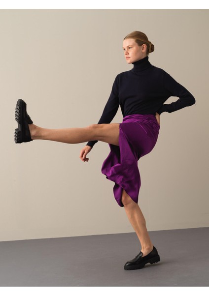 Kadın Mor Regular Fit Saten Etek fırsatları