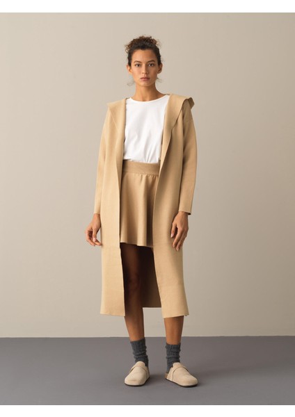 Kapüşonlu Regular Fit Uzun Hırka