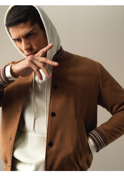 Erkek Camel Regular Fit Bomber Mont fırsatları
