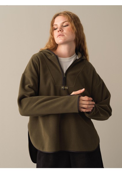 Kadın Haki Fermuarlı Polar Sweatshirt fiyatları