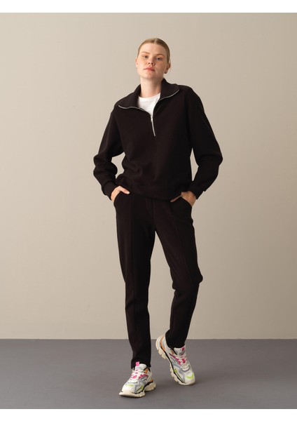 Kadın Siyah Pamuklu Oversize Sweatshirt fiyatları