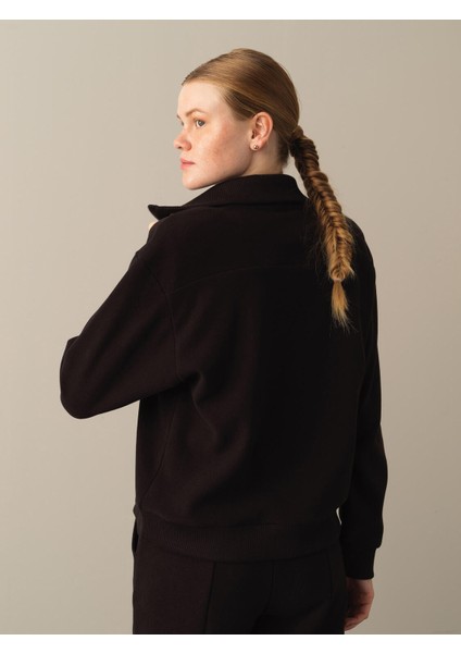 Kadın Siyah Pamuklu Oversize Sweatshirt fırsatları