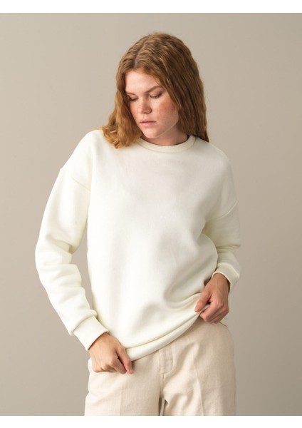 Kadın Ekru Pamuklu Oversize Sweatshirt fiyatları