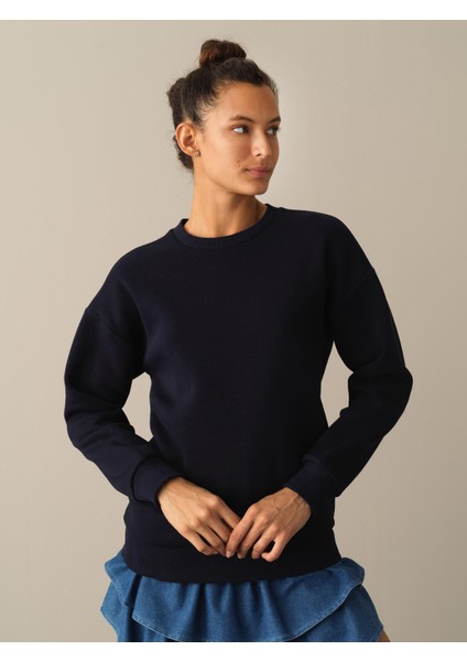 Kadın Lacivert Oversize Baskılı Sweatshirt fiyatları