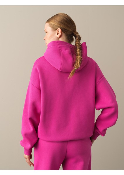 Kadın Fuşya Oversize Basic Sweatshirt fırsatları