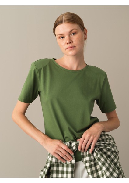 Bisiklet Yaka Pamuk Regular Fit Vatkalı Basic T-Shirt