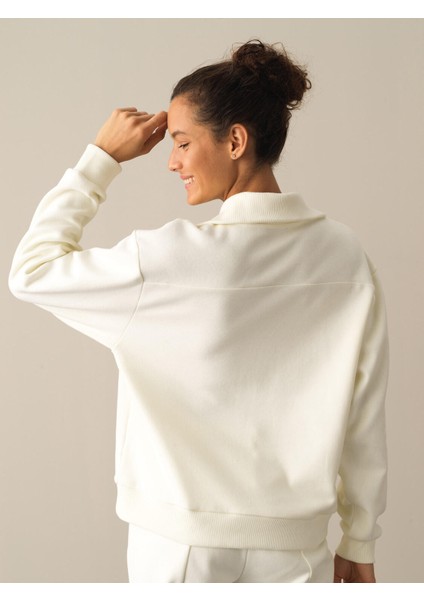 Pamuklu Oversize Fermuarlı Sweatshirt