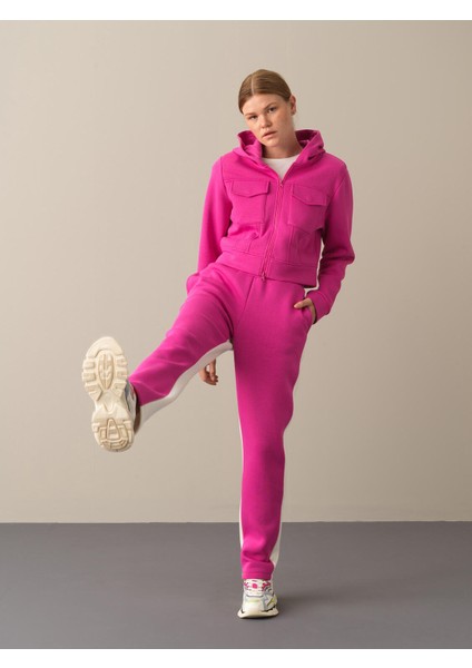 Kadın Fuşya Pamuklu Oversize Sweatshirt