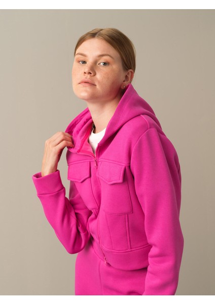 Kadın Fuşya Pamuklu Oversize Sweatshirt fiyatları
