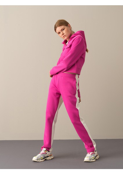 Kadın Fuşya Pamuklu Oversize Sweatshirt modelleri