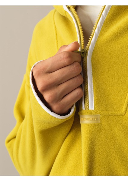 Kadın Sarı Fermuarlı Polar Sweatshirt modelleri