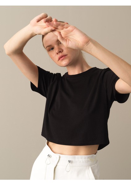 Xint Bisiklet Yaka Regular Fit Modal Basic Crop