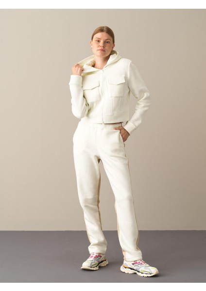 Kadın Ekru Pamuklu Oversize Sweatshirt fiyatları