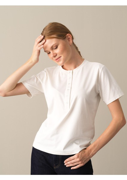 Patlı Yaka Regular Fit Modal Basic T-Shirt