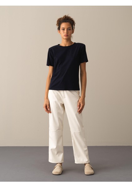 Kadın Lacivert Regular Fit Vatkalı Tişört