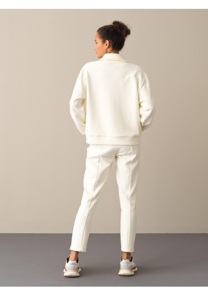 Kadın Ekru Pamuklu Oversize Sweatshirt fırsatları