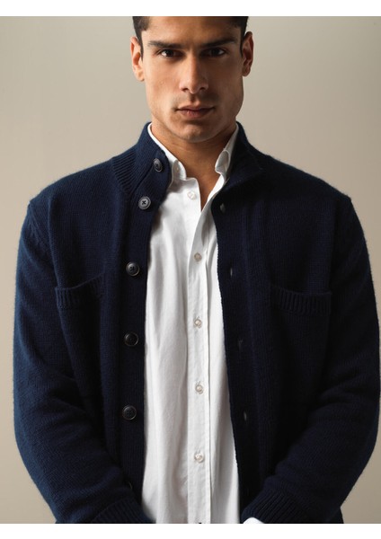 Erkek Lacivert Düğmeli Cep Detaylı Hırka indirimleri