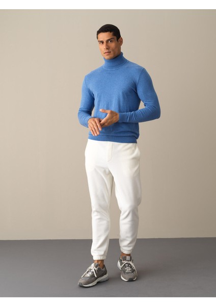 Erkek Mavi Regular Fit Basic Kazak