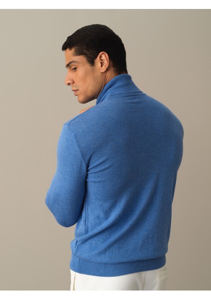 Erkek Mavi Regular Fit Basic Kazak fırsatları