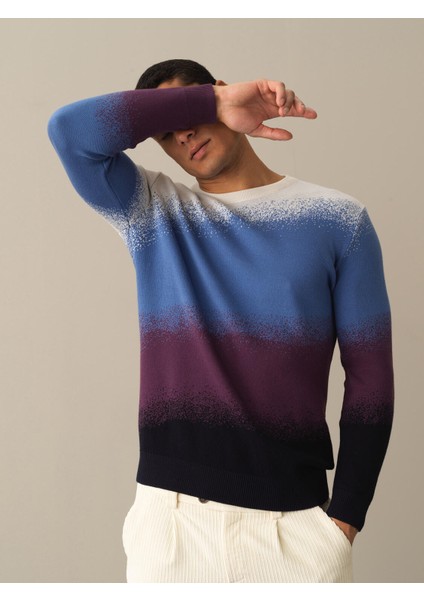 Erkek Lacivert Bisiklet Yaka Regular Fit Kazak modelleri