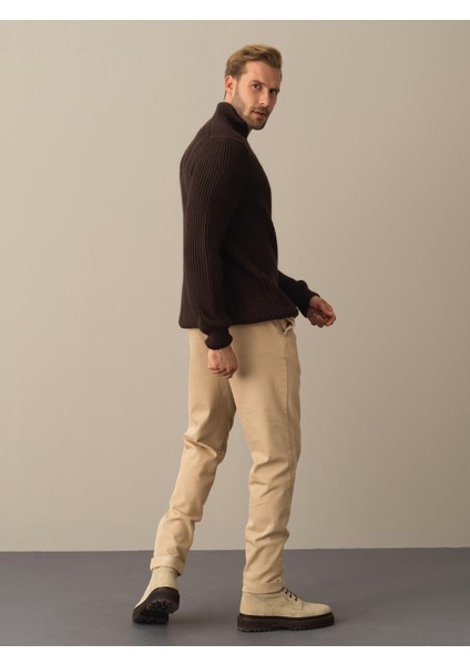 Erkek Kahverengi Yarım Fermuarlı Kazak indirimleri