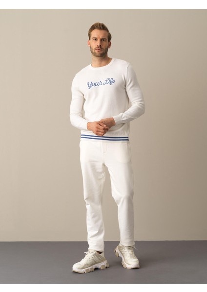 Erkek Beyaz Regular Fit Kazak