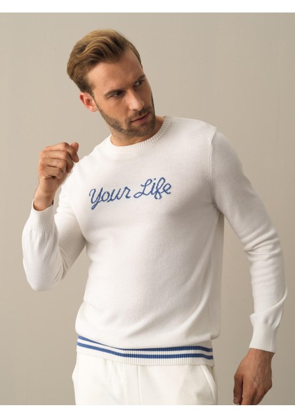 Erkek Beyaz Regular Fit Kazak fiyatları