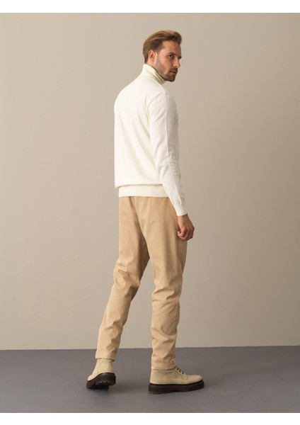 Erkek Ekru Regular Fit Basic Kazak indirimleri