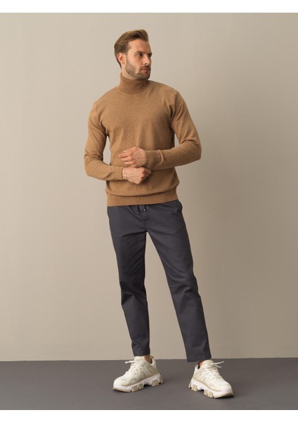 Erkek Camel Regular Fit Basic Kazak